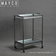 Mayco Industrial Galvanized Metal Service Bar Cart with Removable Tray